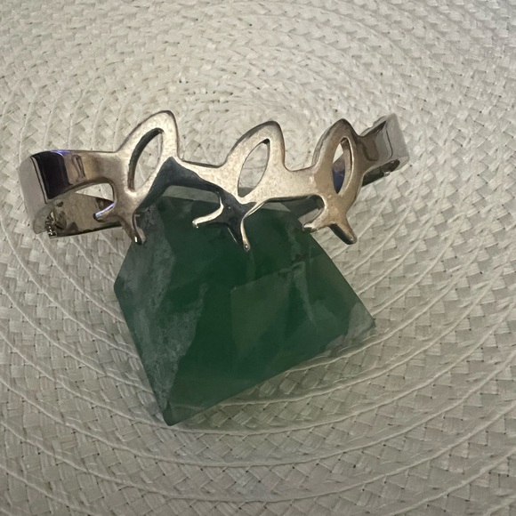 Silver Bracelet Bangle with Christian Fish Symbol - Picture 1 of 4